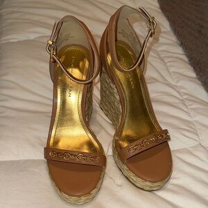 NWT Donna Karan Brown Wedge Sandals